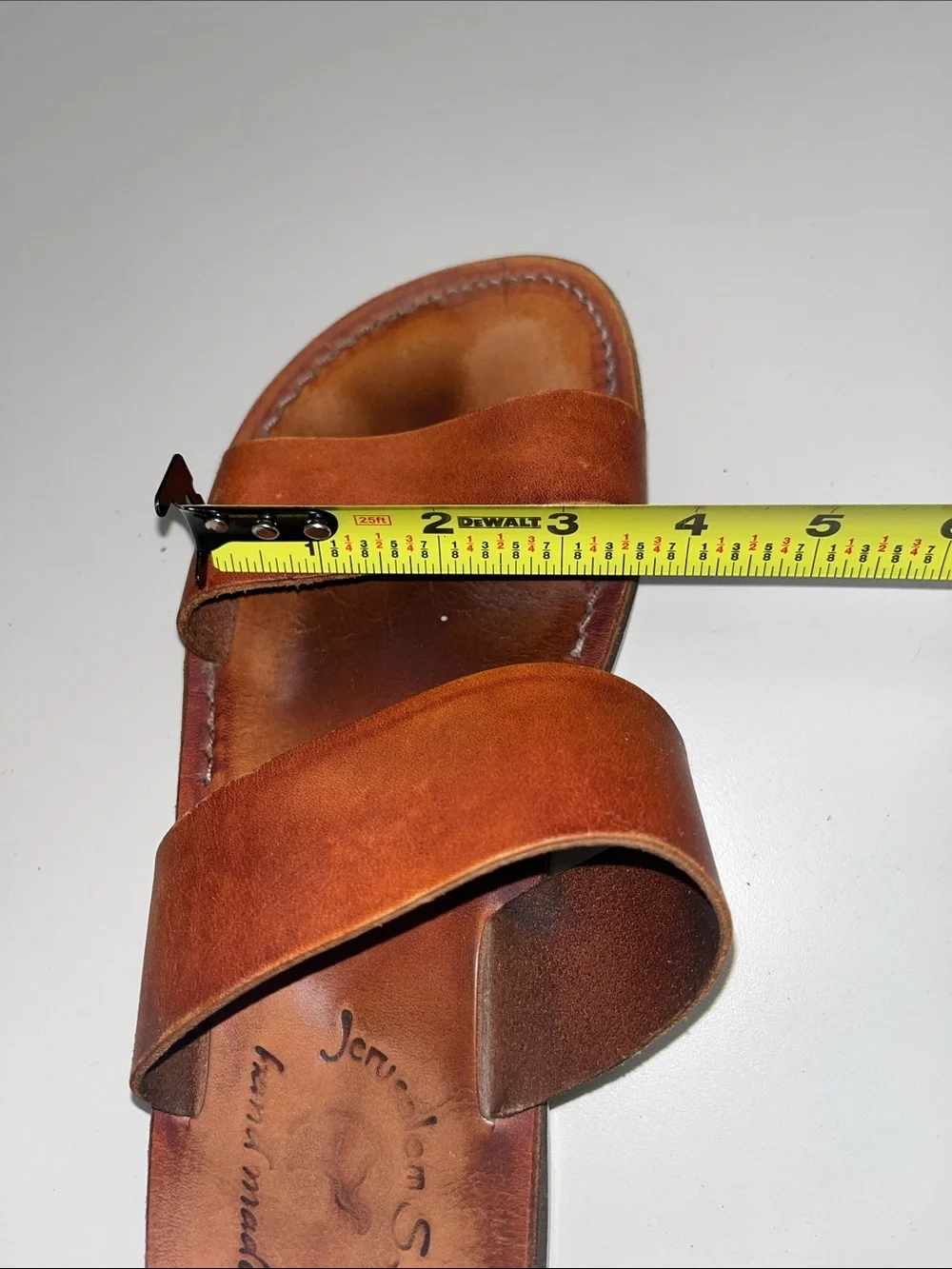 Jerusalem Sandals Men's Tan Leather Double-Strap Slide Sandals 41